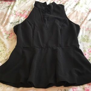 Black halter peplum blouse. Size 1X